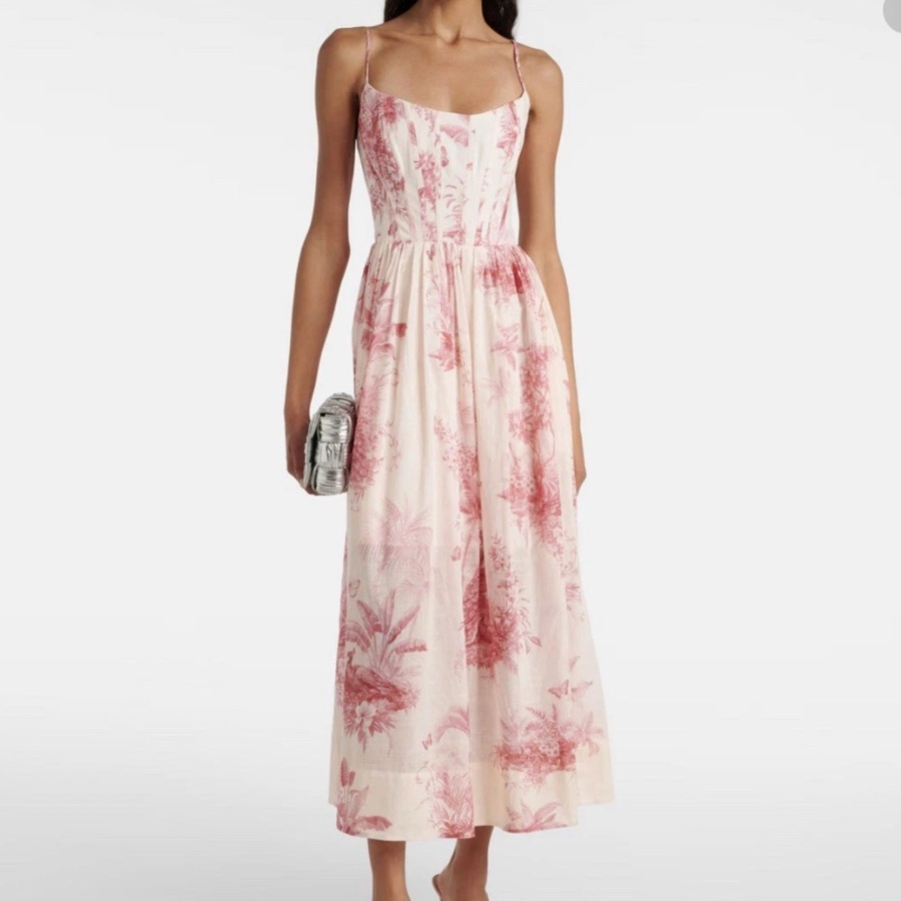 Zimmermann Waverly Corset Pink Midi Dress